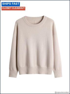 Crew Neck Long Sleeve Loose Classic Knit Pullover Sweater